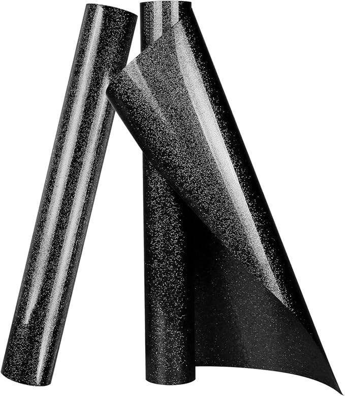 TORC Black Glitter HTV Heat Transfer Vinyl Roll 12 inch x 10 ft Iron on Vinyl