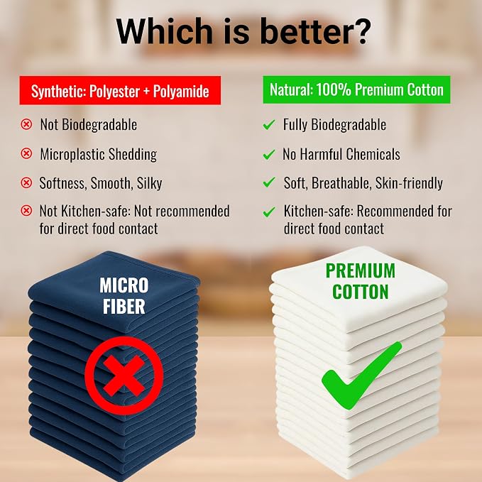 Dish Cloths Cotton| Kitchen Wash Cloth | Shop Towels Absorbent and Lint Free