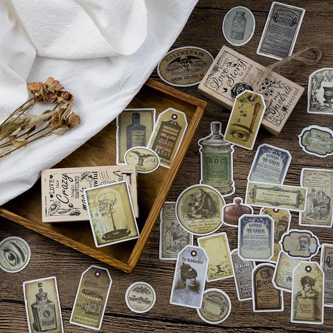 Prstincol 120 Pcs Vintage Apothecary Potion Label Stickers