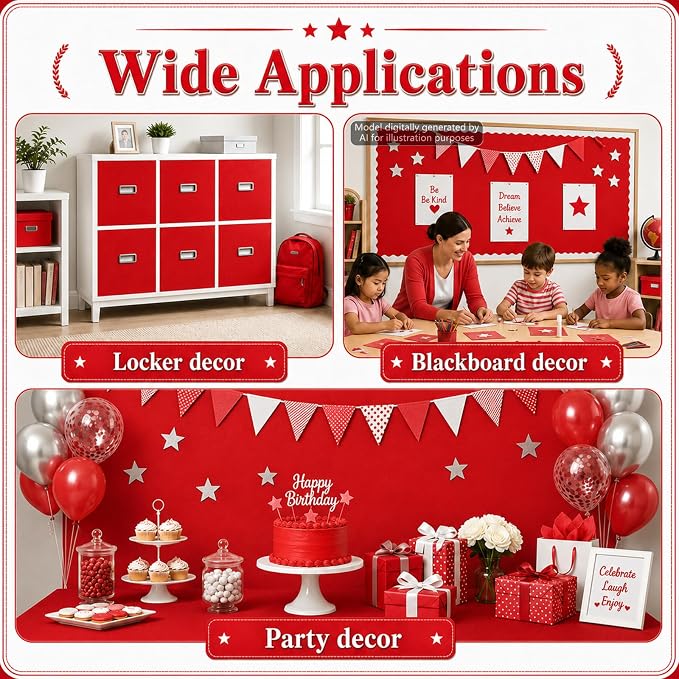 Red Bulletin Board Roll Non-Woven Fabric Poster 16in X 20ft | Back to School