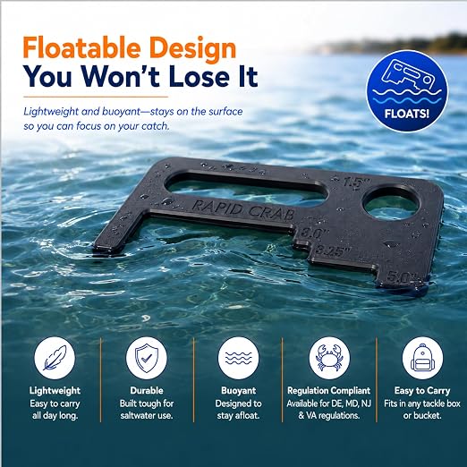 Crab Measurement Tool for MD Blue Crabs and Clams | Regulation Soft Shell