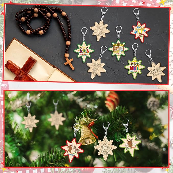 RattanView 24 Pcs Christmas Nativity Crafts Star of Bethlehem Nativity Star