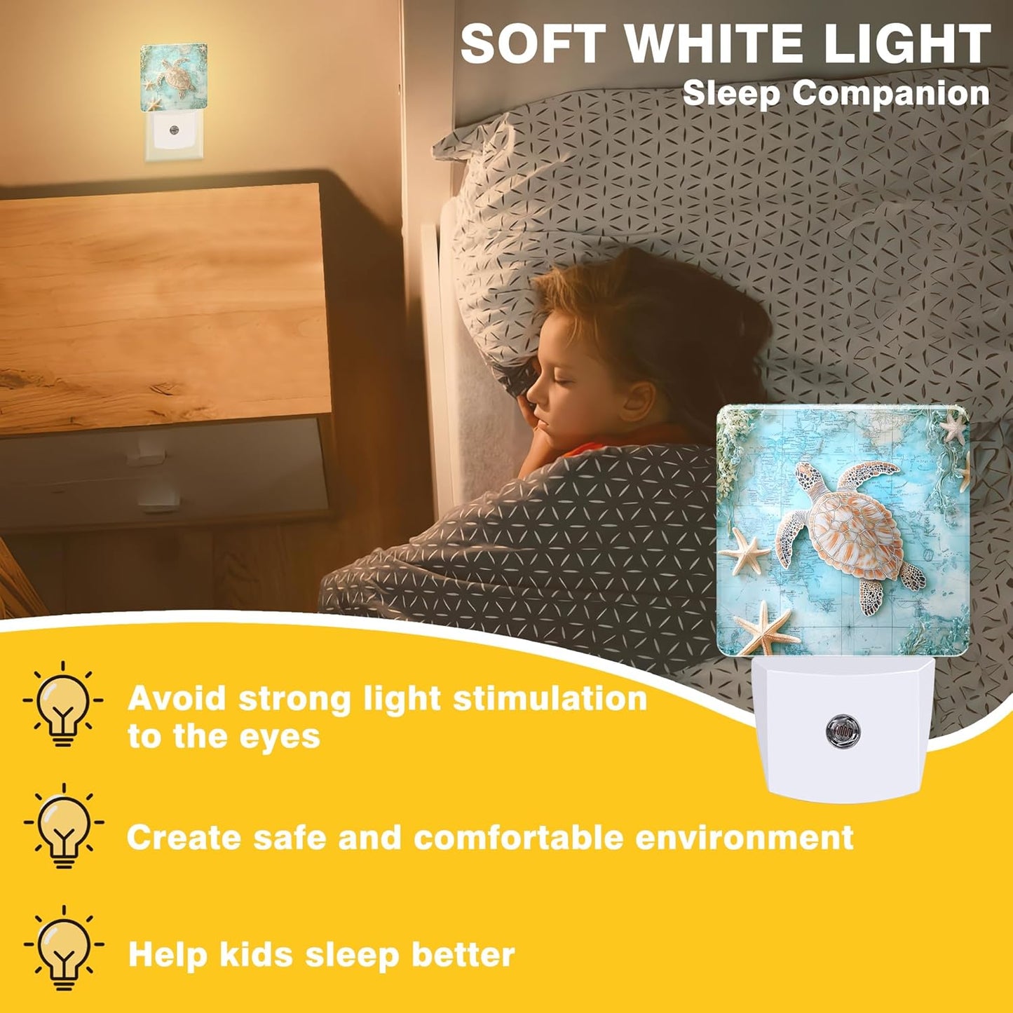 Vintage Ocean Turtle Night Light, World Map Plug-in Nightlight with Dusk to Dawn Auto Sensor for Home Bedroom Hallway Kitchen 0.5W Sleep Friendly Led Lamp for Women Men