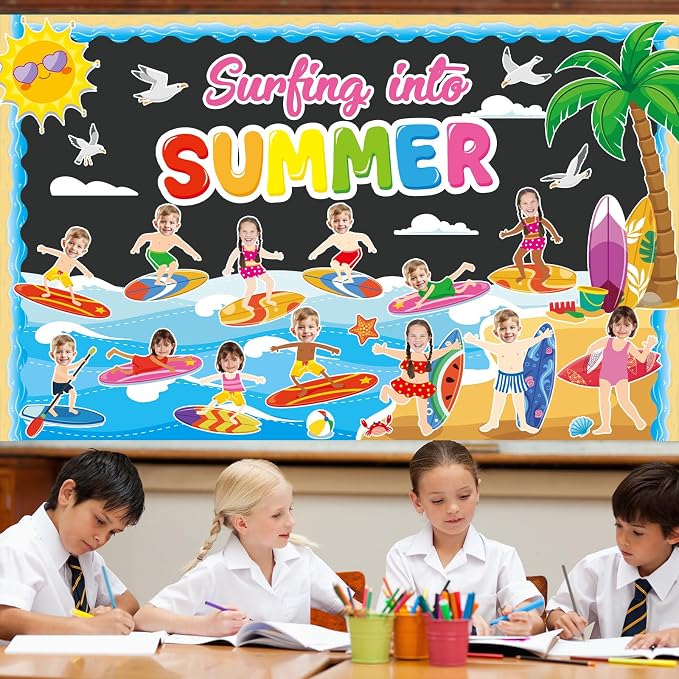 Summer Bulletin Board Classroom Decorations Surfing into Summer Bulletin Board