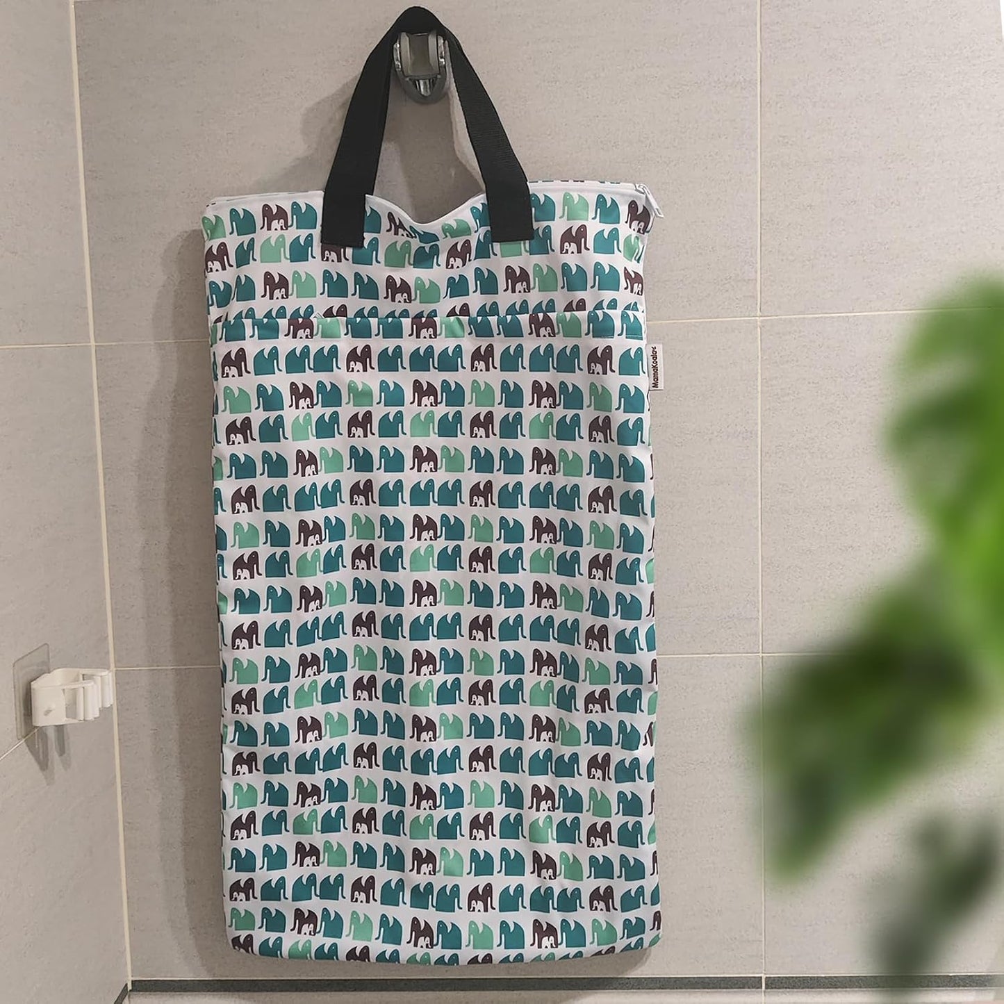 Mama Koala Reusable Hanging Wet Dry Bags for Baby Items, Cloth Diapers, Swimsuits, Travel, Gym Clothes, Beach, Pump Parts, Toiletries, Two Zippered Pockets, 2 Pack (W006L)