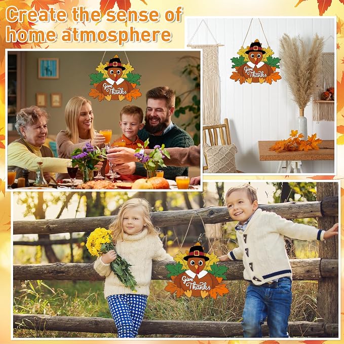 Paintable Thanksgiving Ornaments 3 Sets, Wooden Turkey Ornaments to Paint
