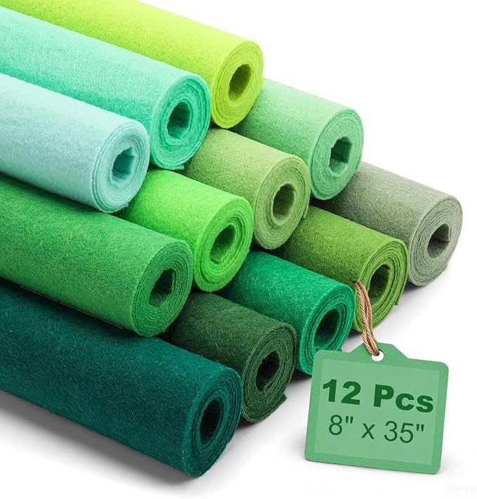 Large Stiff Felt Sheets 8"x35" – 12 Assorted Colors Felt Fabric Bundle Pack