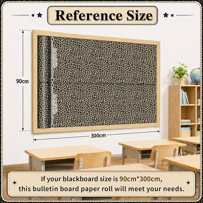 Leopard Print Bulletin Board Roll Non-Woven Fabric Poster 16in X 20ft | Back to