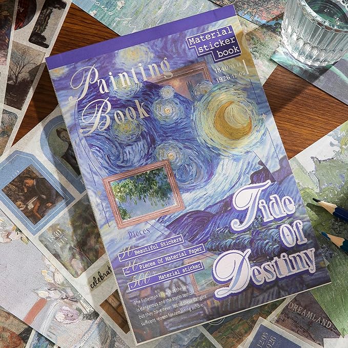 Vintage Scrapbook Stickers, 50 Sheets Aesthetic Oil Painting Sticker Book