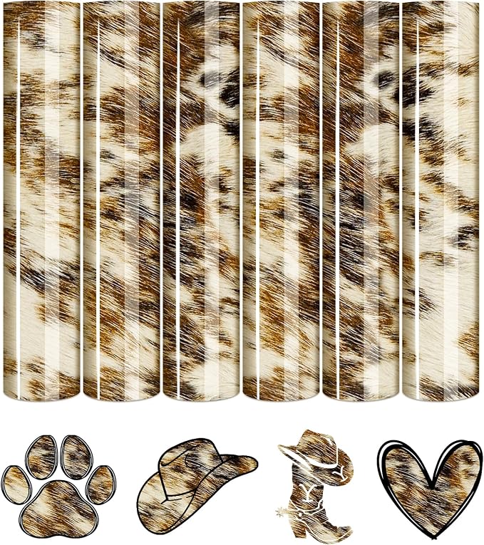 Tintnut Light Brown Cowhide Heat Transfer Vinyl, easy cut & weed, stretch