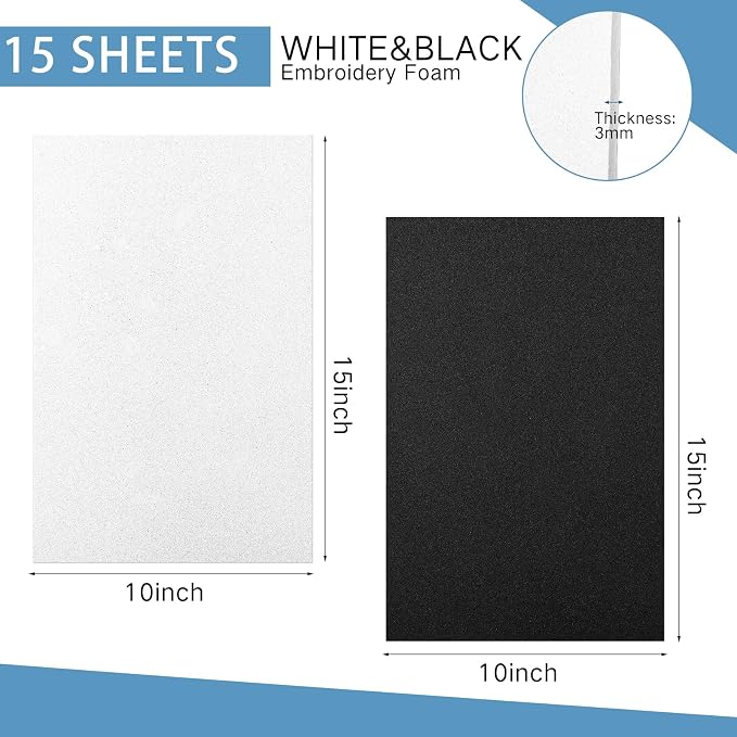 Innconee 15 Pcs Embroidery Foam 3mm Thick 10 x 15 Inch 3D Puffy EVA Foam Sheets
