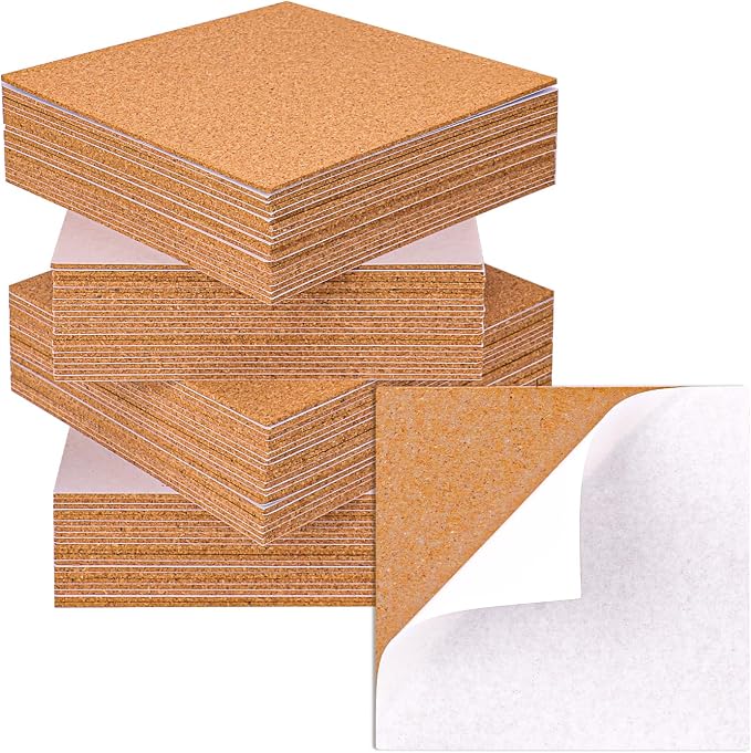 80 PCS Self Adhesive Cork Squares, 5.91 x 5.91 Inch Backing Cork Tiles and Cork