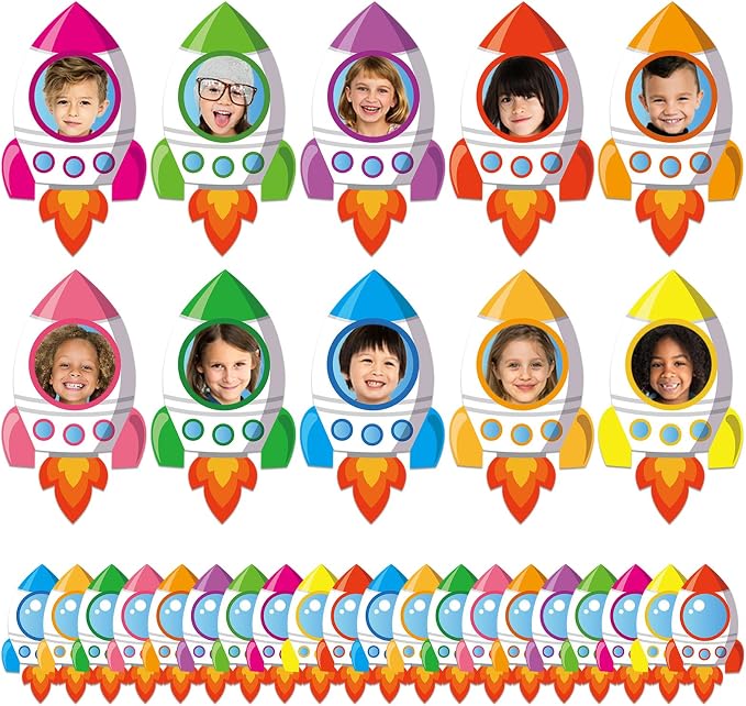 160Pcs Rocket Cutouts Back to School Bulletin Board Decoration Set Outer Space