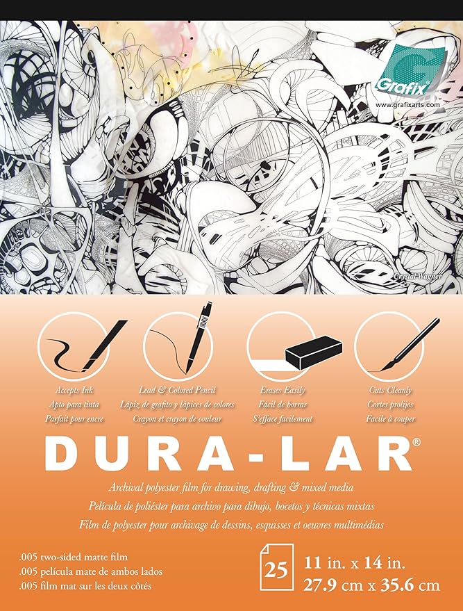 Grafix Dura-Lar 0.005" Film, Translucent 11"x14", Economical Alternative to