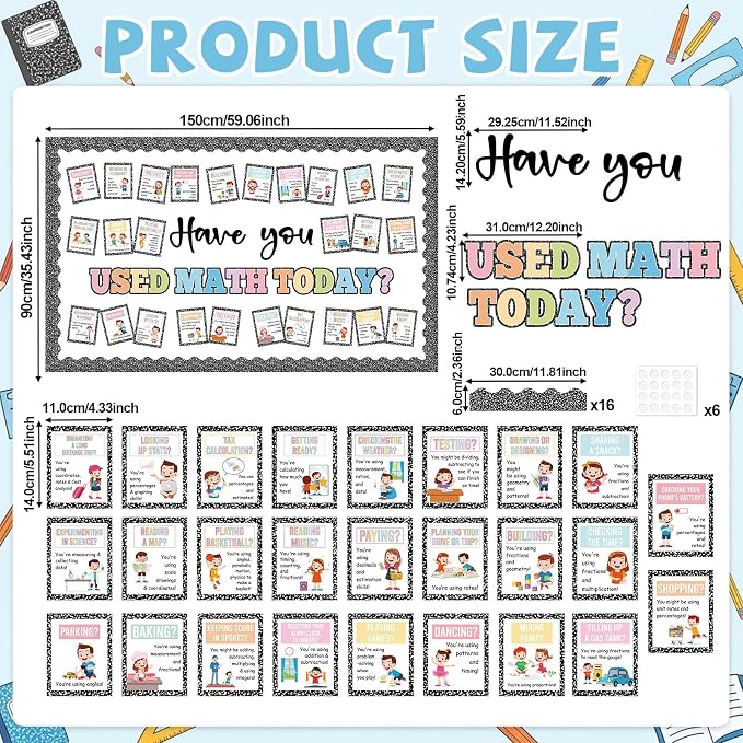 Math Bulletin Board Set Mathematics Composition Notebook Classroom Decoration