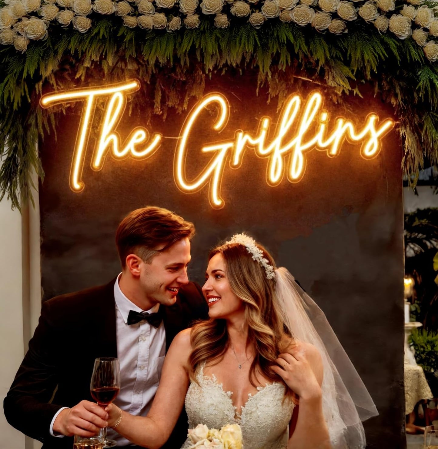 Custom Neon Sign, Neon Sign Customizable Large LED Wedding Neon Name, Custom Light Signage Personalized for Wedding Anniversary, Light Up Sign for Christmas Party Gift