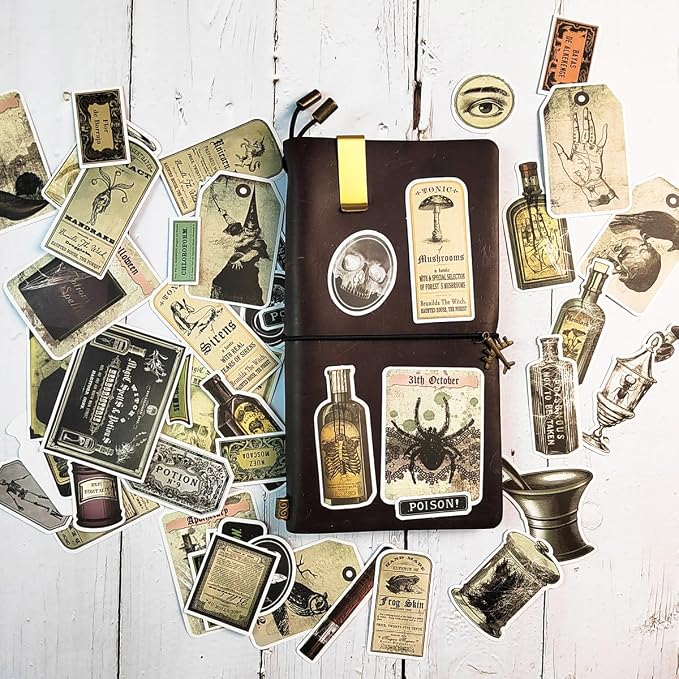 Prstincol 106 Pcs Potion Labels Stickers, Apothecary Sticker Dark Aesthetic