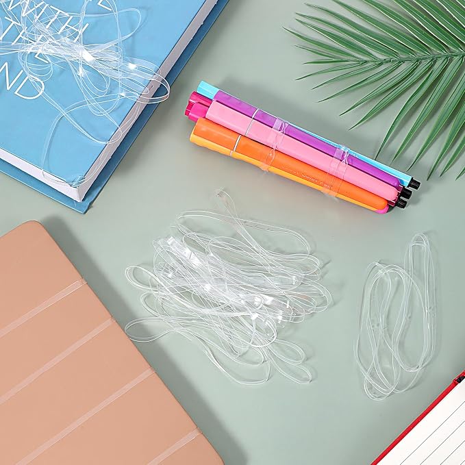 50 Pcs Clear Large Rubber Bands, Transparent High Elastic Rubber Bands