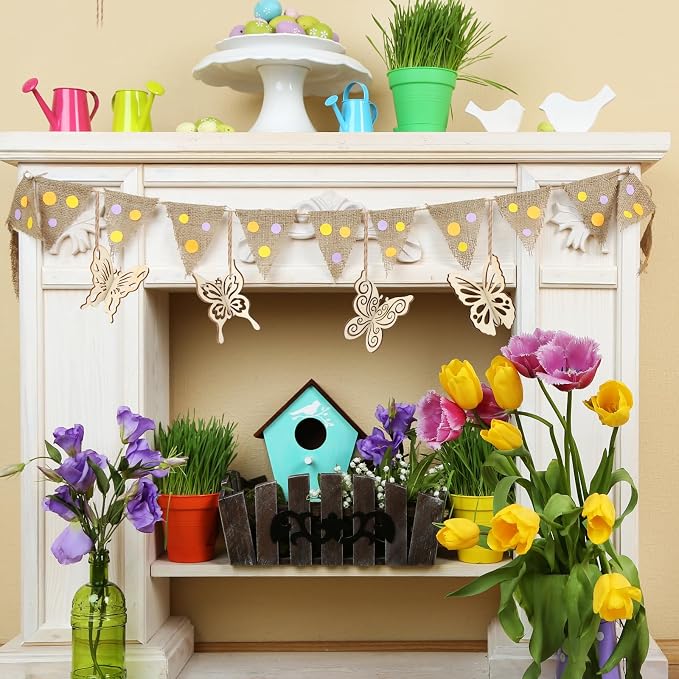 COCHIE DIY 3D Spring Butterfly Wood Crafts to Paint, Paintable Unfinished