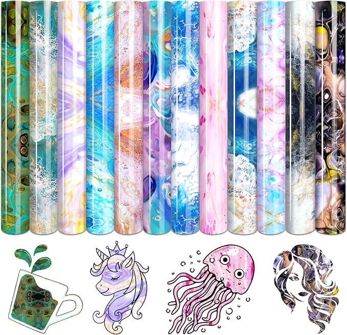 Tintnut Watercolor Marble Heat Transfer Vinyl, easy cut & weed, stretch washable