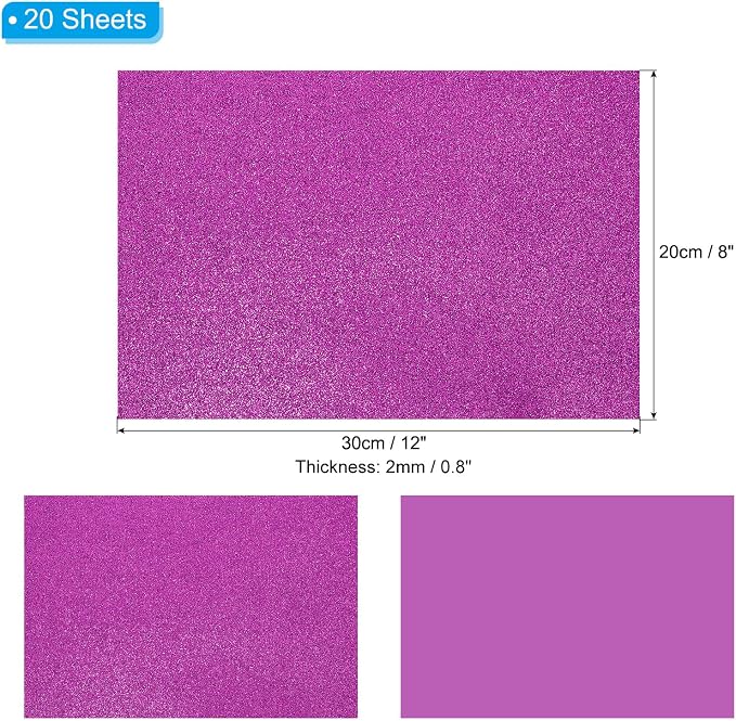 PATIKIL Purple Shiny EVA Glitter Foam Sheet 11 x 8 Inch 2mm Thick Sparkle EVA