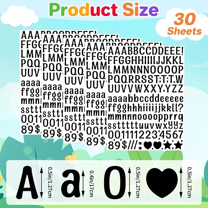 Letter Stickers 0.5 inch, Self-Adhesive Vinyl Waterproof ABC Letter Stickers