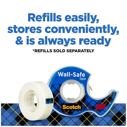 Scotch Wall-Safe Tape, 2 Dispensered Rolls, Sticks Securely, Removes Cleanly