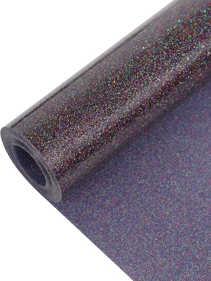 Galaxy Black Glitter Heat Transfer Vinyl 12" x 8 ft HTV