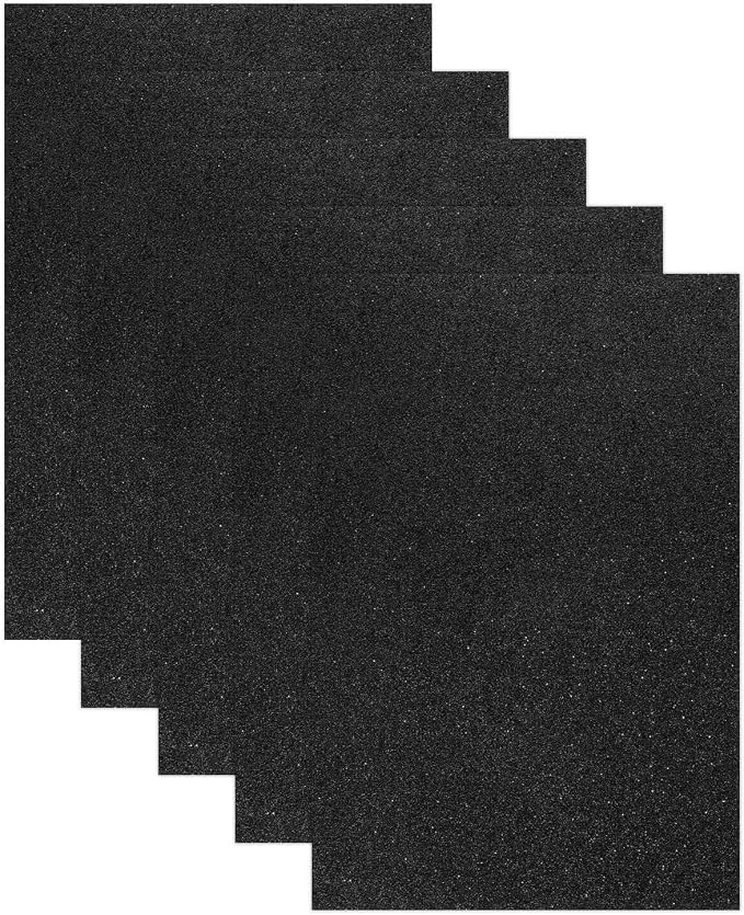 MECCANIXITY 5 Sheets Black Shiny Foam Sheets, 8 Inch x 12 Inch Sparkle EVA Foam