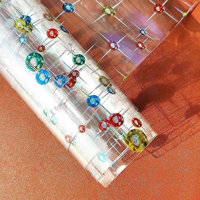 HYANG Transparent Ball PVC Super Clear Holographic Vinyl Faux Leather Sheets 1