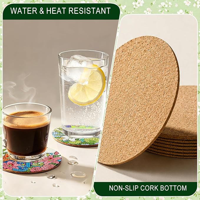 8-Pack Diamond Art Coaster Kit
