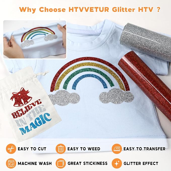 HTVVETUR Glitter Heat Transfer Vinyl