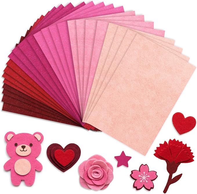Catephe 24 Pcs Red Felt Fabric Sheets, 8 Inch X 12 Inch 1mm Craft Felt