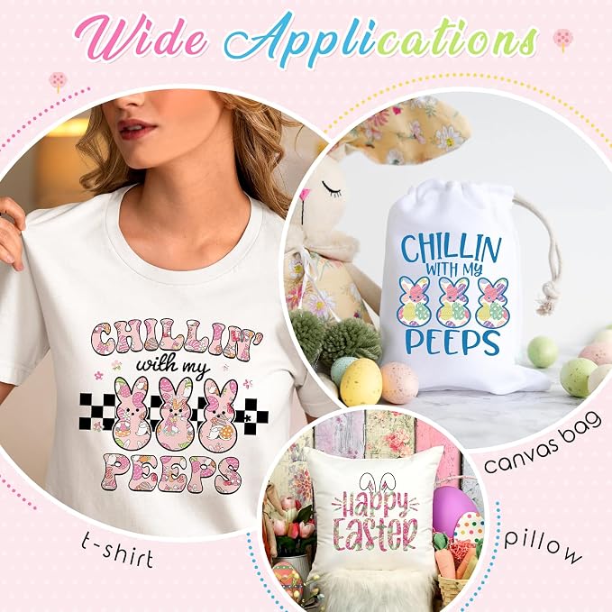Tintnut Pink Easter Heat Transfer Vinyl, easy cut & weed, stretch washable