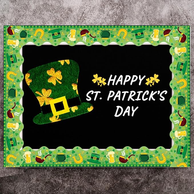 69 Feet St Patricks Day Bulletin Board Borders Lucky Shamrock Clover Rainbow