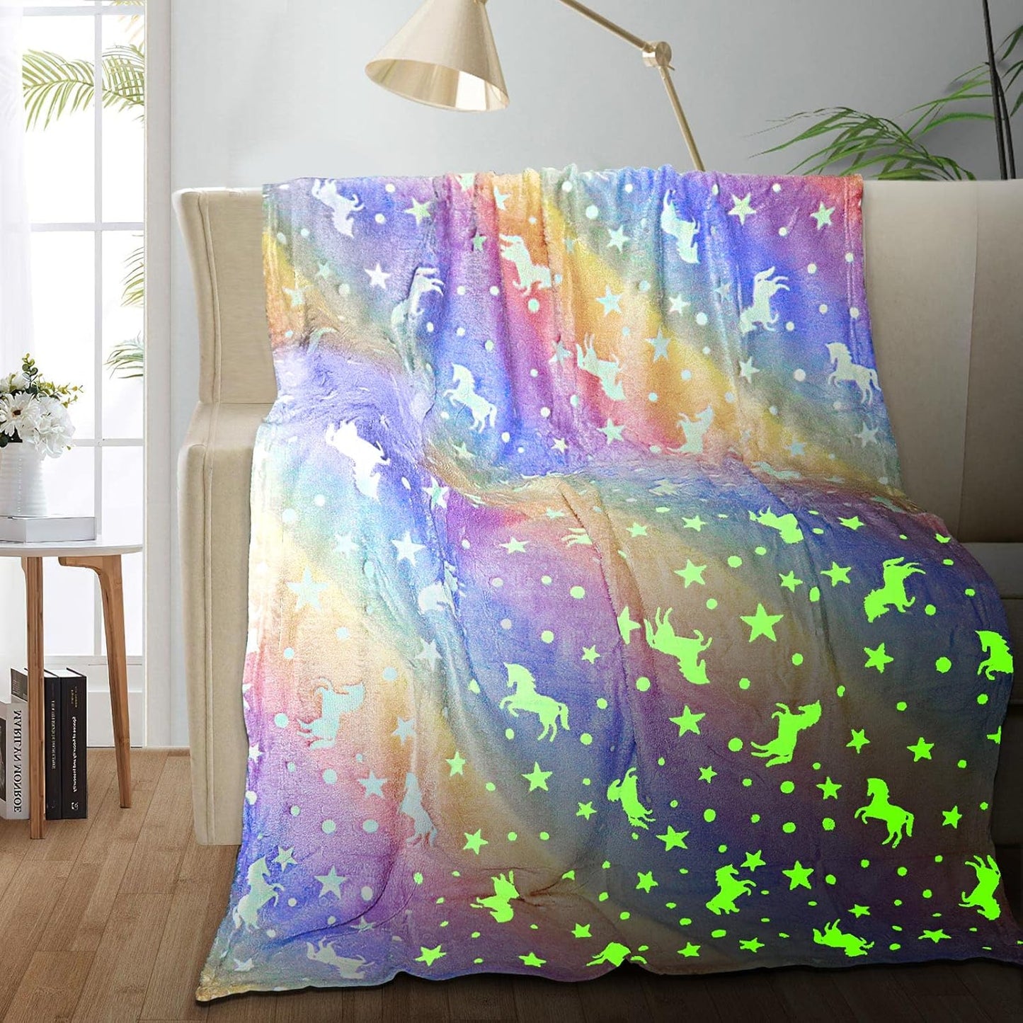 Unicorn Glow in The Dark Blankets for Kids, Soft Fleece Blankets for Girls/Toddler, Unicorns Gifts for Girls Age 3-12 30"x 40"