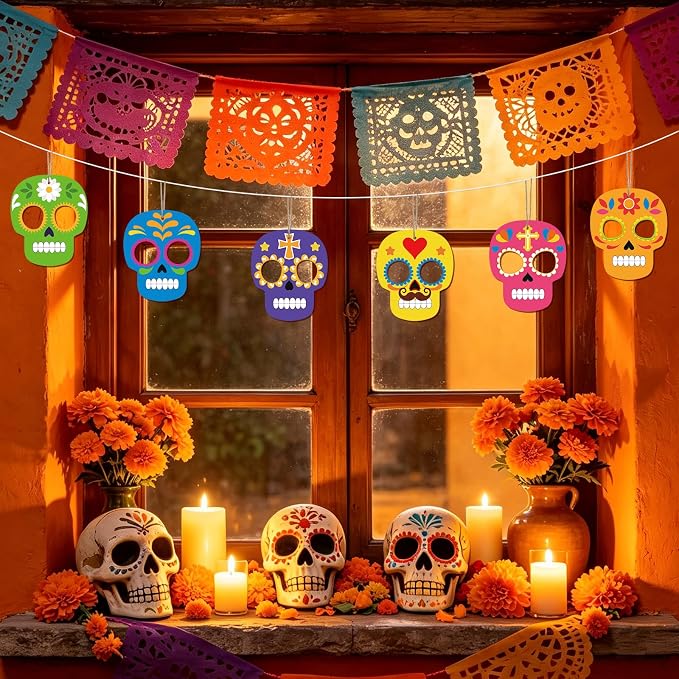 COCHIE Day of the Dead Skull Wood Crafts to Paint Set of 24, Día De Los Muertos