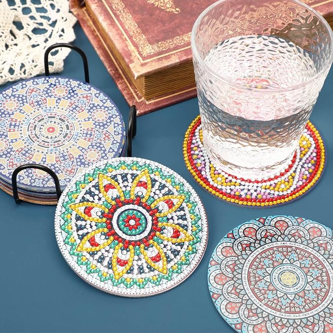 UPINS 8Pcs Mandala Diamond Art Painting Art Coasters Kits