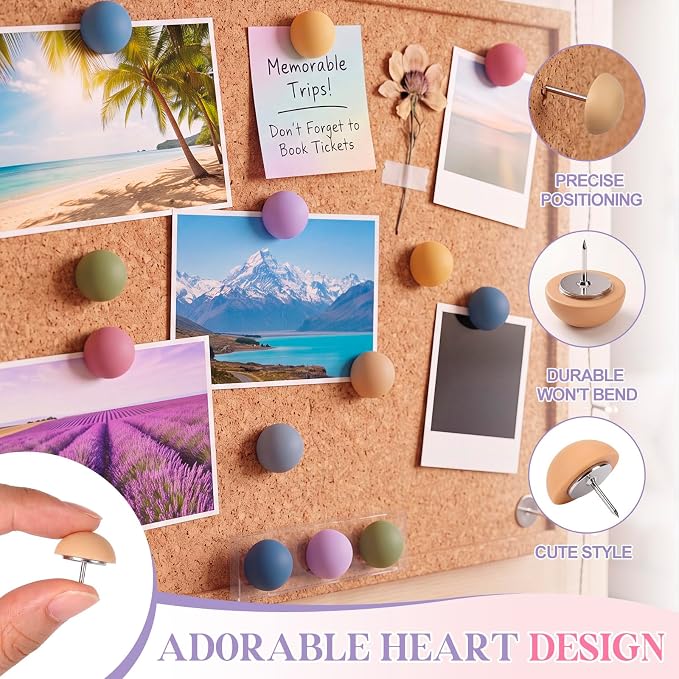 Epakh 30 Pcs Dome Thumb Tacks Decorative Push Pins Colorful Cute Push Pin