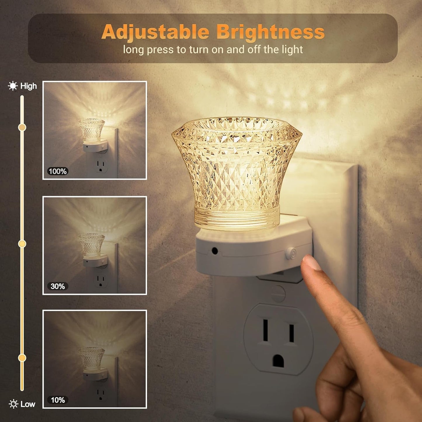 JandCase LED Night Light Plug in, Night Lights Plug into Wall [2 Pack] with Dusk to Dawn Light Sensor, 3000K Warm White Night Light, Adjustable Brightness Nightlight for Kids Bathroom Bedroom Hallway