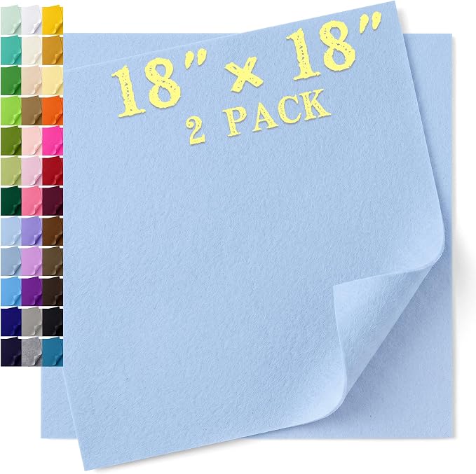 Felt Fabric Sheet 18 x 18 Inch, 1.6mm Thick | Soft and Flexible Nonwoven
