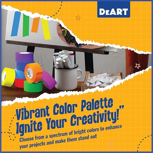 DEART 8X Colored Masking Tape, 33 Ft x 1 inch Colored Painters Tape