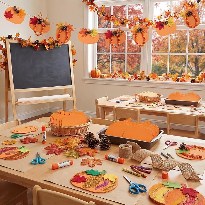 Ireer 48 Pcs Large Foam Pumpkin Cutouts 6 Inch Halloween Crafts Cutouts Fall
