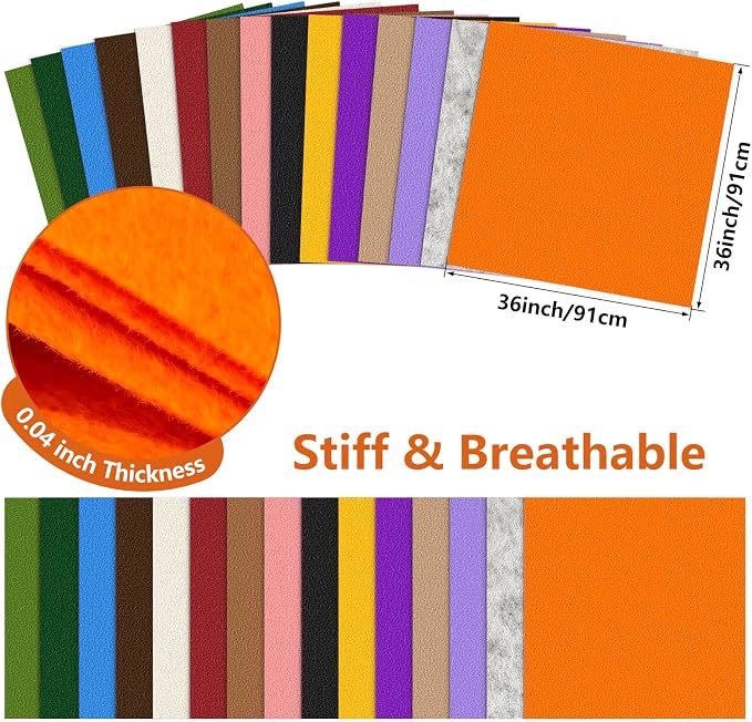 Felt Fabric 36'' X 36'' Large Felt Sheets Stiff Craft Felt by The Yard