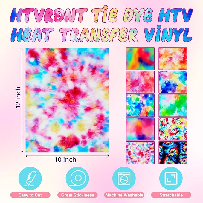 HTVRONT Tie-Dye HTV Heat Transfer Vinyl