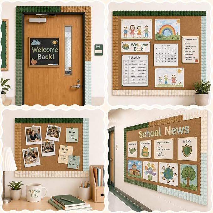 6 Rolls 40 Ft Ruffled Bulletin Board Borders Back to School Classroom Decor