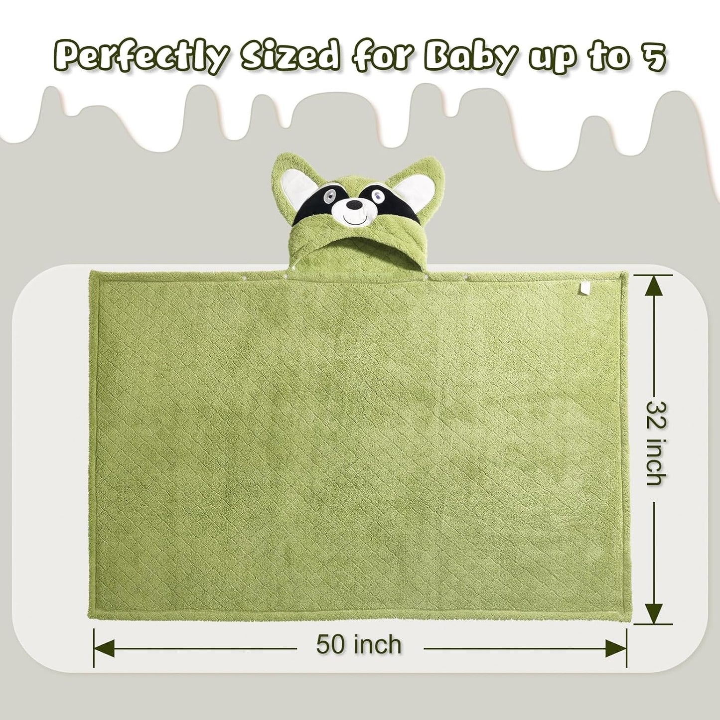 2-Pack Animal Hooded Bath Towels for Babies & Kids 0-6 Years, 50x32 Inch Ultra Soft Coral Fleece Baby Towel Set, Super Absorbent, Bath Time Essentials with Cute Animal Ears, Gift Ready