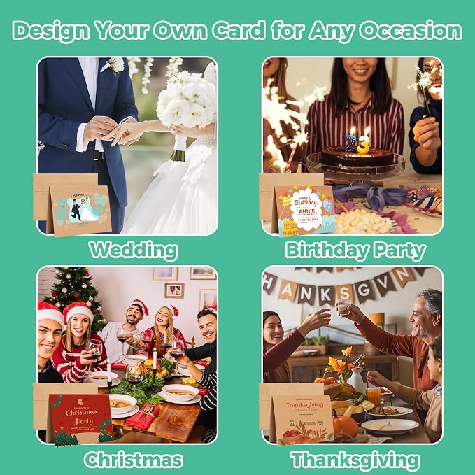 Ohuhu A2 Blank Brown Kraft Cards and Self-Seal Envelopes 100 Pack | 4.25" x