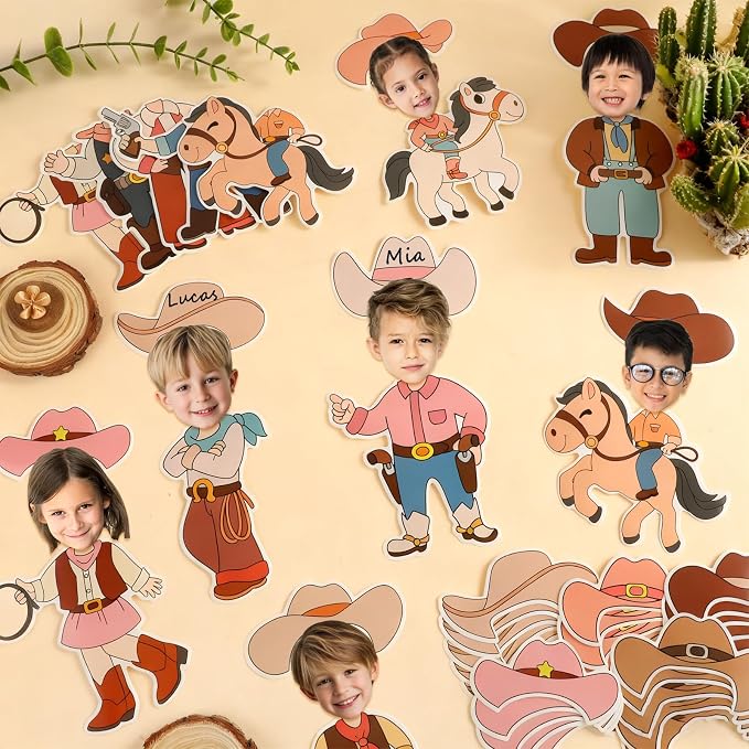 60pcs Western Theme DIY Cutouts Cowboy Cowgirl Hat Bulletin Board Decoration