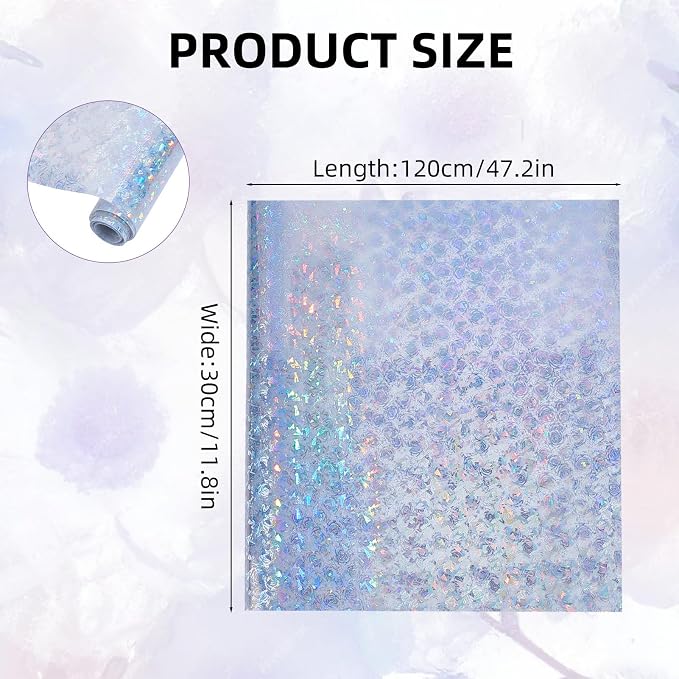 Transparent PVC Clear Vinyl Faux Leather Sheets, 11.8 x 48 Inch Holographic